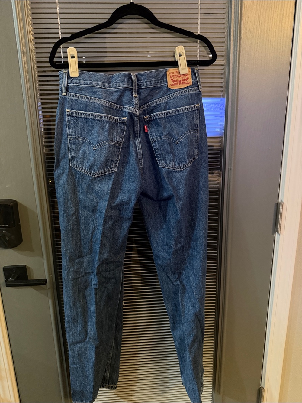 Levi's Distressed Dark Blue Boyfriend Jeans - Picture 2 of 3